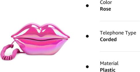 Fashionable Lip Telephone, Rose Red Electroplating Flocking Retro Sexy Home Phone, Mouth Corded Landline Telephone for Decoration Girls Gift in Saudi Arabia