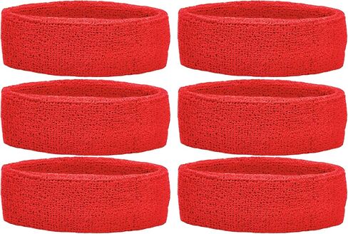عصابات رأس الفريق الرياضي الفريدة (عبوة من 6 قطع)، باللون الأحمر in Kuwait