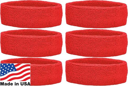 عصابات رأس الفريق الرياضي الفريدة (عبوة من 6 قطع)، باللون الأحمر in Kuwait
