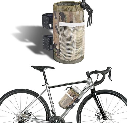 Bike Cup Holder, Cycling Water Bottle Drink Organizer, Oxford Water Bottle Holder with Mesh Pocket, Universal Handlebar Accessories Cup Holders for Cruiser, Scooter, Wheelchair (Camouflage) in Saudi Arabia