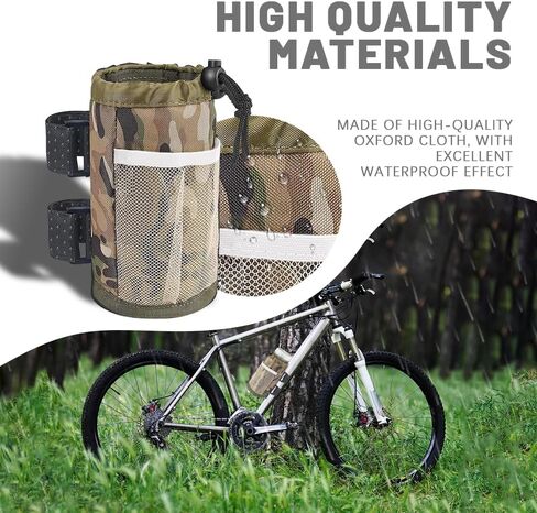 Bike Cup Holder, Cycling Water Bottle Drink Organizer, Oxford Water Bottle Holder with Mesh Pocket, Universal Handlebar Accessories Cup Holders for Cruiser, Scooter, Wheelchair (Camouflage) in Saudi Arabia