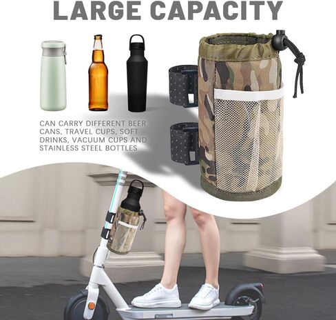 Bike Cup Holder, Cycling Water Bottle Drink Organizer, Oxford Water Bottle Holder with Mesh Pocket, Universal Handlebar Accessories Cup Holders for Cruiser, Scooter, Wheelchair (Camouflage) in Saudi Arabia