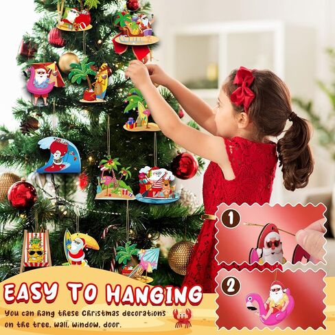 12 Pcs July Christmas Wooden Hanging Ornaments Christmas in July Ornament July Christmas Decorations Beach Wooden Slices with String Summer Tree Ornament for July Xmas Holiday Party Supplies in Saudi Arabia