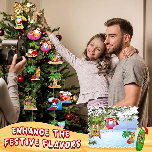 12 Pcs July Christmas Wooden Hanging Ornaments Christmas in July Ornament July Christmas Decorations Beach Wooden Slices with String Summer Tree Ornament for July Xmas Holiday Party Supplies in Saudi Arabia