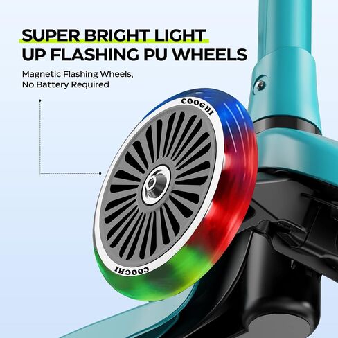 COOGHI Toddler Scooter for Kids Ages 3-5-10, 3 Wheel Kick Scooter with Light Up LED Wheels, Foldable Adjustable Height Handlebar for Boys & Girls in Saudi Arabia