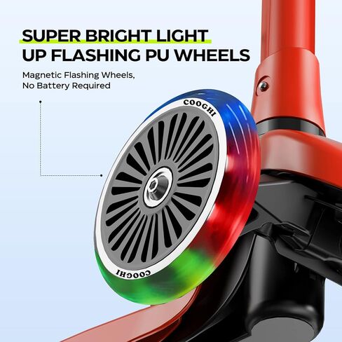 سكوتر كوجي للأطفال الصغار من عمر 3-5-10 سنوات، سكوتر بثلاث عجلات مع عجلات LED مضيئة، مقود ارتفاع قابل للطي وقابل للتعديل للأولاد والبنات in Kuwait