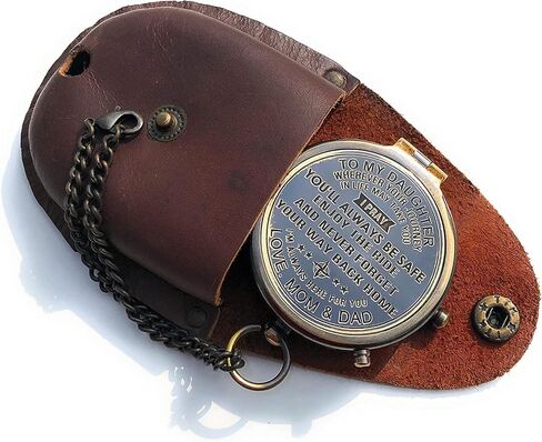 Engraved Brass Compass Gift to My Son/to My Daughter Be Strong Our Son/Our Daughter Nautical Gift A Perfect and Unique Gift with Leather Case (to My Daughter) in Saudi Arabia