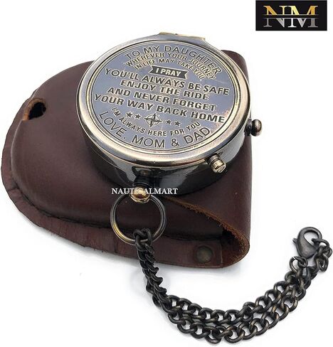 Engraved Brass Compass Gift to My Son/to My Daughter Be Strong Our Son/Our Daughter Nautical Gift A Perfect and Unique Gift with Leather Case (to My Daughter) in Saudi Arabia
