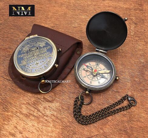 Engraved Brass Compass Gift to My Son/to My Daughter Be Strong Our Son/Our Daughter Nautical Gift A Perfect and Unique Gift with Leather Case (to My Daughter) in Saudi Arabia