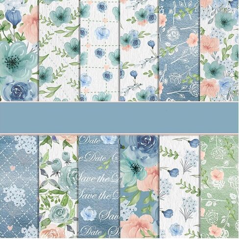 24 Patterned Papers Double-sided 11.8"x 11.8", DIY Photo Frame Background Decorative Page Patterned Paper Pack for Cardmaking Photo Frame (Bohemian Floral) in Saudi Arabia