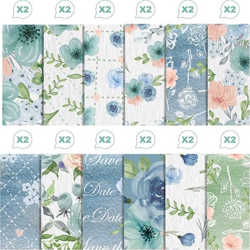 24 Patterned Papers Double-sided 11.8"x 11.8", DIY Photo Frame Background Decorative Page Patterned Paper Pack for Cardmaking Photo Frame (Bohemian Floral) in Saudi Arabia