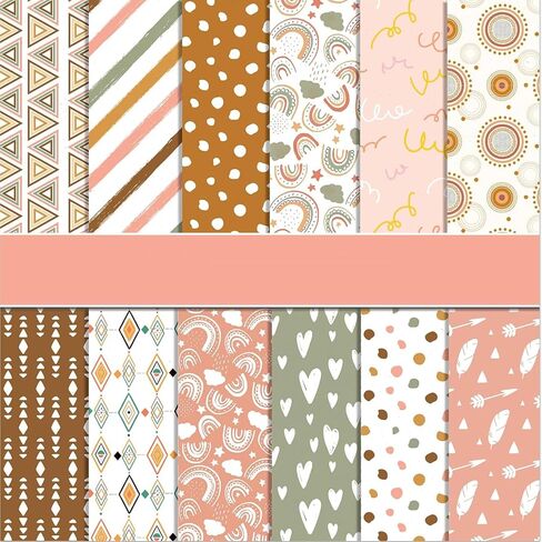 24 Patterned Papers Double-sided 11.8"x 11.8", DIY Photo Frame Background Decorative Page Patterned Paper Pack for Cardmaking Photo Frame (Bohemian Floral) in Saudi Arabia