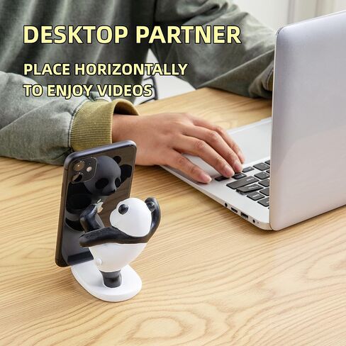 Kawaii Phone Stand for Desk,Adjustable Compatible with Smartphones and Tablets,Cute Panda Smartphone Stand,Kawaii Room Decor Aesthetic (Black) in Saudi Arabia