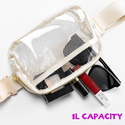 Clear Bags Stadium Approved Belt Bag Fanny Waist Pack for Women Men with Adjustable Strap, Beige in Saudi Arabia