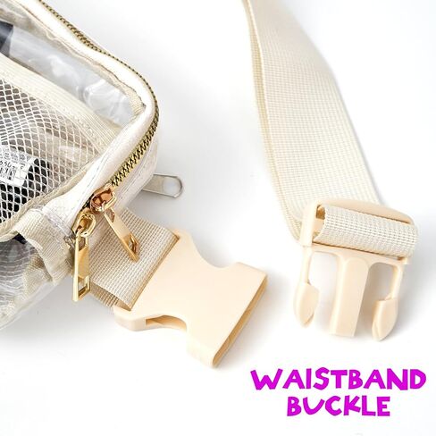 Clear Bags Stadium Approved Belt Bag Fanny Waist Pack for Women Men with Adjustable Strap, Beige in Saudi Arabia