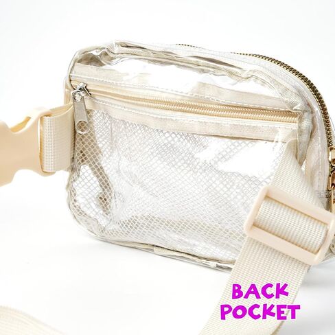 Clear Bags Stadium Approved Belt Bag Fanny Waist Pack for Women Men with Adjustable Strap, Beige in Saudi Arabia