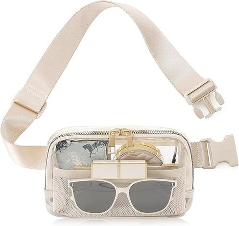 Clear Bags Stadium Approved Belt Bag Fanny Waist Pack for Women Men with Adjustable Strap, Beige in Saudi Arabia