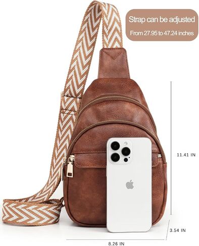 Roomy Sling Bag for Women Gift Crossbody PU Leather Travel Pack Waist Pack Large Size Classic Style (Brown) in Saudi Arabia