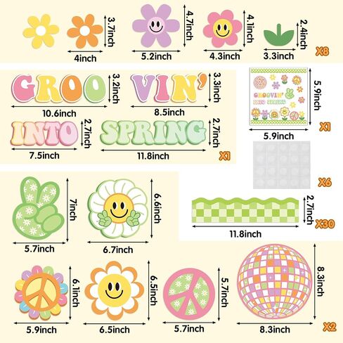 Retro Grooving into Preschool Bulletin Board Decorations - 86Pcs Groovy Hippie Boho School Bus Cutouts Trim Borders for Back to School Nursery Kindergarten Classroom Chalkboard Wall Decor in Saudi Arabia