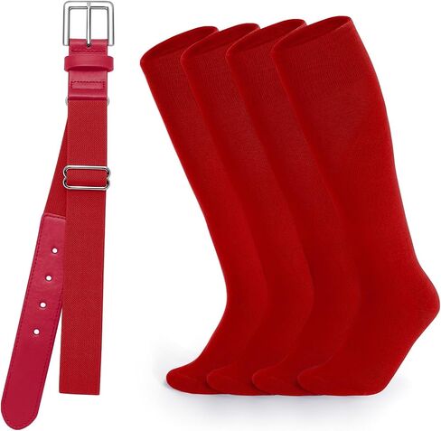 Baseball Socks and Belt Combo for Youth Adult - Softball Socks and Belts for Boys and Grils (2 Pairs of Socks & 1 Belt) in Saudi Arabia