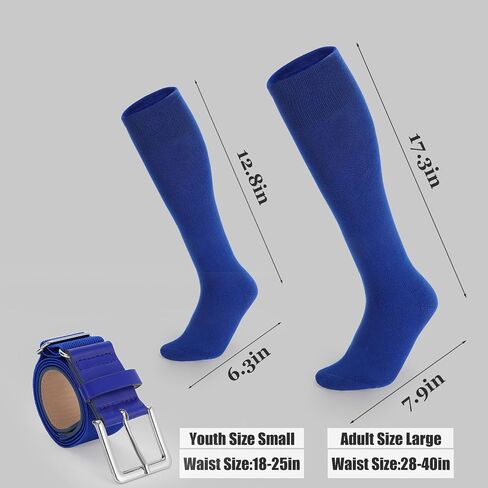 Baseball Socks and Belt Combo for Youth Adult - Softball Socks and Belts for Boys and Grils (2 Pairs of Socks & 1 Belt) in Saudi Arabia