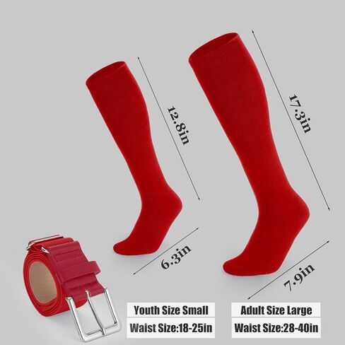 Baseball Socks and Belt Combo for Youth Adult - Softball Socks and Belts for Boys and Grils (2 Pairs of Socks & 1 Belt) in Saudi Arabia