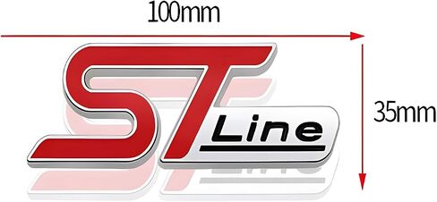 2Pc ST Line Emblem 3D Metal Badge Trunk Adhesive Sticker Decals Replacement for Universal Truck Car SUV (Red Black Silver) in Saudi Arabia