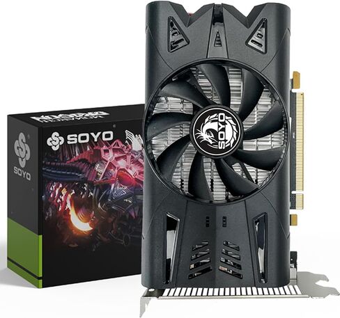 بطاقة رسومات SOYO AMD Radeon RX470، بطاقة فيديو 4 جيجابايت GDDR5 256 بت لألعاب الكمبيوتر مع منفذ عرض HDMI DVI PCI Express x 16 3.0 بطاقة رسومات للألعاب بمروحة واحدة in Kuwait