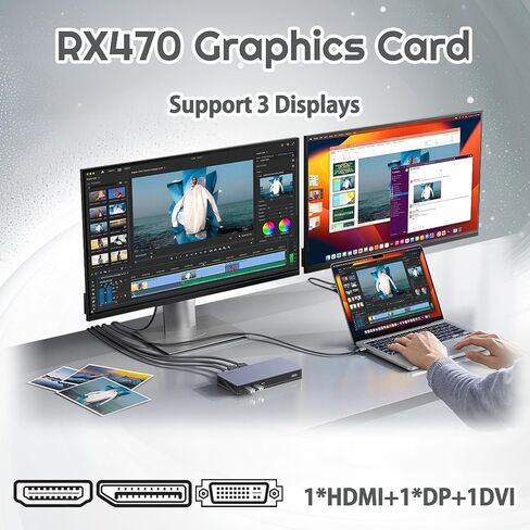 بطاقة رسومات SOYO AMD Radeon RX470، بطاقة فيديو 4 جيجابايت GDDR5 256 بت لألعاب الكمبيوتر مع منفذ عرض HDMI DVI PCI Express x 16 3.0 بطاقة رسومات للألعاب بمروحة واحدة in Kuwait