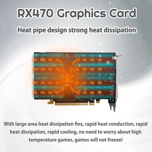 بطاقة رسومات SOYO AMD Radeon RX470، بطاقة فيديو 4 جيجابايت GDDR5 256 بت لألعاب الكمبيوتر مع منفذ عرض HDMI DVI PCI Express x 16 3.0 بطاقة رسومات للألعاب بمروحة واحدة in Kuwait