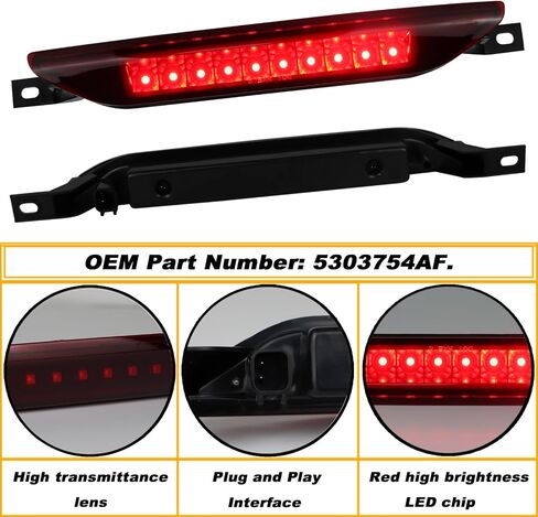 High Mount Stop LED Third Brake Light Fit For 2011-2017 Dodge Durango Jeep Grand Cherokee Dodge Caliber Jeep Compass(Red) in Saudi Arabia