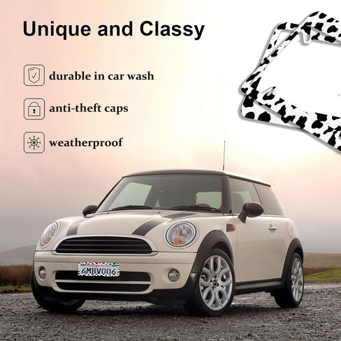 Cow Print License Plate 18 Pcs car Accessories Cow Print License Plate Cover Car Tag Frames for Women or Men Compatible All Vehicle License Plate Tag Cover Fit Accessories Included (18Pcs) in Saudi Arabia