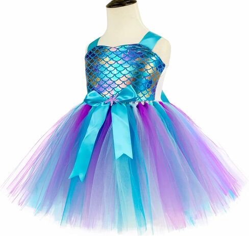 Girls Mermaid Costumes Mermaid Tutu Dress for Kids Birthday Halloween Party Decoration 2-10Years in Saudi Arabia