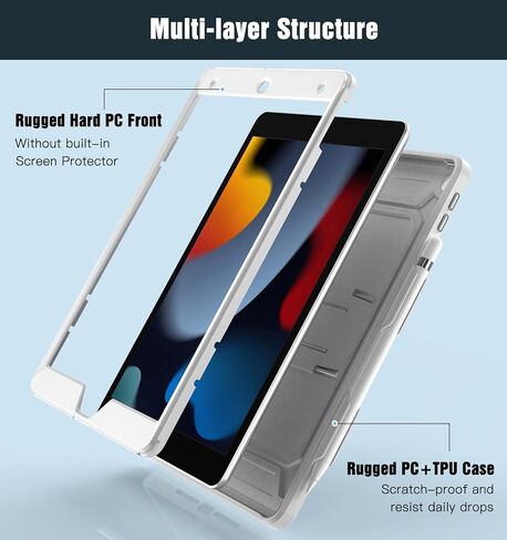 TiMOVO for iPad 10.2 Case iPad 9th Generation 2021/iPad 8th Generation 2020/iPad 7th Generation 2019 Case,Heavy Duty Shockproof Rugged Protective Case with Pencil Holder for iPad 10.2 inch, Black in Saudi Arabia