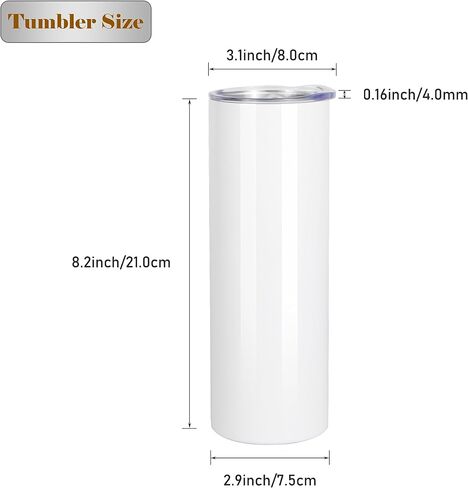 Personalized 1 Pack Skinny Tumbler with Lid and Straw Custom Photo Text and Logo White 20 OZ Vacuum Insulated Double Wall Tumblers Gift Straight Stainless Steel Mug for Coffee Tea Beverages in Saudi Arabia