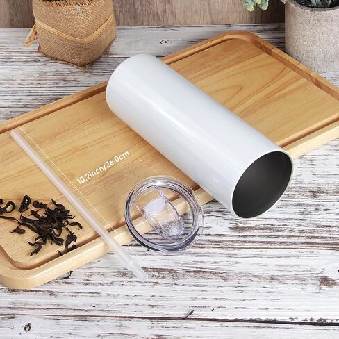 Personalized 1 Pack Skinny Tumbler with Lid and Straw Custom Photo Text and Logo White 20 OZ Vacuum Insulated Double Wall Tumblers Gift Straight Stainless Steel Mug for Coffee Tea Beverages in Saudi Arabia