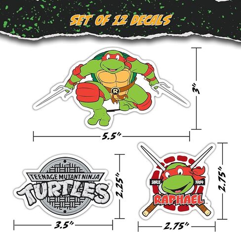 ملصقات الفينيل لسلاحف النينجا TMNT - ليوناردو، رافاييل، مايكل أنجلو، دوناتيلو، ملصقات سلاحف النينجا للسيارة وزجاجة المياه وخوذة الدراجة والكمبيوتر المحمول ولوح التزلج في الهواء الطلق مقاومة للماء in Saudi Arabia