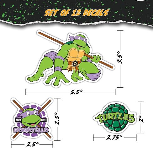 ملصقات الفينيل لسلاحف النينجا TMNT - ليوناردو، رافاييل، مايكل أنجلو، دوناتيلو، ملصقات سلاحف النينجا للسيارة وزجاجة المياه وخوذة الدراجة والكمبيوتر المحمول ولوح التزلج في الهواء الطلق مقاومة للماء in Saudi Arabia