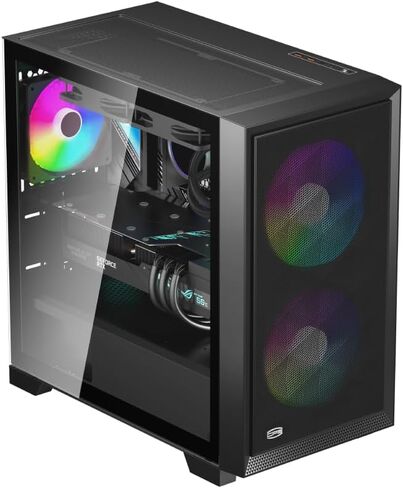 PCCOOLER CPS - C3D310 ARGB أسود - حافظة M-ATX لتدفق الهواء - حقيبة سطح مكتب للألعاب مع مروحتين ARGB - M-ATX/ITX - دعم بطاقات الرسومات 350 مم (C3-D310BKP2-GL) in Kuwait