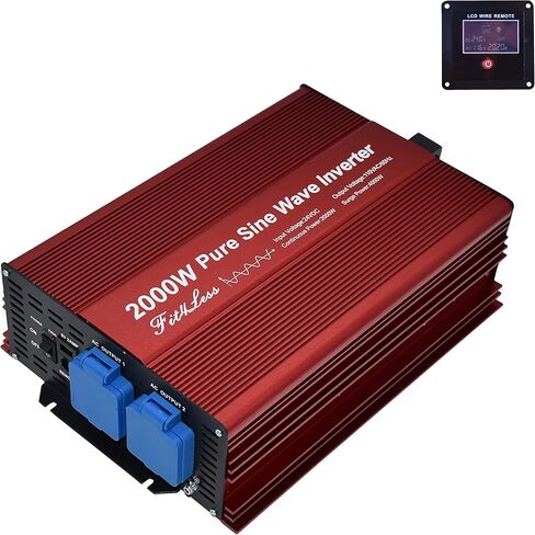 محول طاقة مستمر من DC24V إلى AC110V 60 هرتز 2000 وات مع مقابس موافقة مزدوجة ETL، ومخرج USB DC5V 2 أمبير وجهاز تحكم عن بعد بسلك LCD in Kuwait