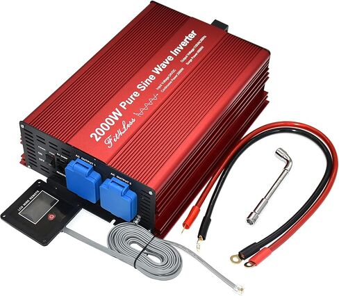محول طاقة مستمر من DC24V إلى AC110V 60 هرتز 2000 وات مع مقابس موافقة مزدوجة ETL، ومخرج USB DC5V 2 أمبير وجهاز تحكم عن بعد بسلك LCD in Kuwait