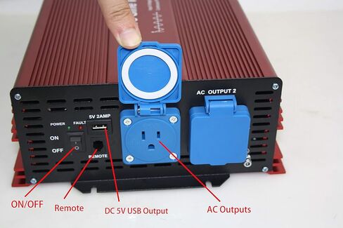 محول طاقة مستمر من DC24V إلى AC110V 60 هرتز 2000 وات مع مقابس موافقة مزدوجة ETL، ومخرج USB DC5V 2 أمبير وجهاز تحكم عن بعد بسلك LCD in Kuwait