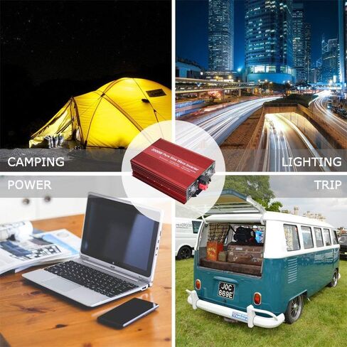 محول طاقة مستمر من DC24V إلى AC110V 60 هرتز 2000 وات مع مقابس موافقة مزدوجة ETL، ومخرج USB DC5V 2 أمبير وجهاز تحكم عن بعد بسلك LCD in Kuwait