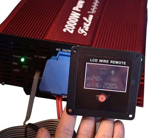 محول طاقة مستمر من DC24V إلى AC110V 60 هرتز 2000 وات مع مقابس موافقة مزدوجة ETL، ومخرج USB DC5V 2 أمبير وجهاز تحكم عن بعد بسلك LCD in Kuwait
