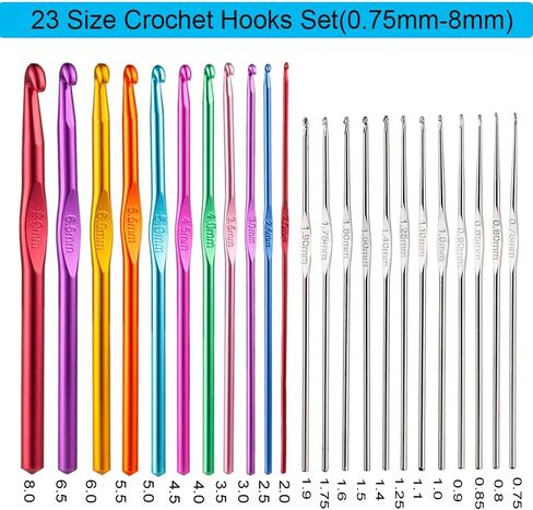 Weabetfu 121 قطعة من خطافات الكروشيه ومجموعة الخياطة، وخطاطيف كروشيه من الألومنيوم وخطاف كروشيه من الدانتيل، وخطاف كروشيه للحياكة، مجموعة كروشيه كاملة للمبتدئين، ملحقات متضمنة للمسافر in Kuwait