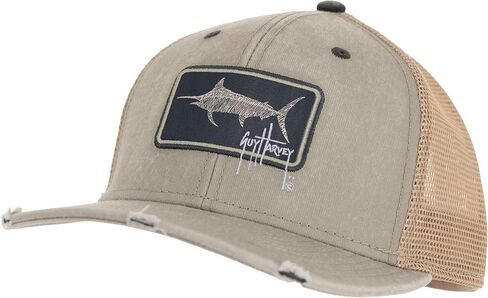 قبعة Guy Harvey للرجال من Chambray Trucker، رقعة Dove/Billfish in Kuwait