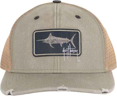 قبعة Guy Harvey للرجال من Chambray Trucker، رقعة Dove/Billfish in Kuwait