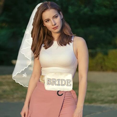 حزمة فاني العروس، حقيبة حزام صغيرة للعروس، العروس لتكون هدايا لحفلات الزفاف وحفلات الزفاف، هدايا العازبة لحزمة خصر العروس مع حزام قابل للتعديل، حقيبة خصر كروس مقاومة للماء in Kuwait