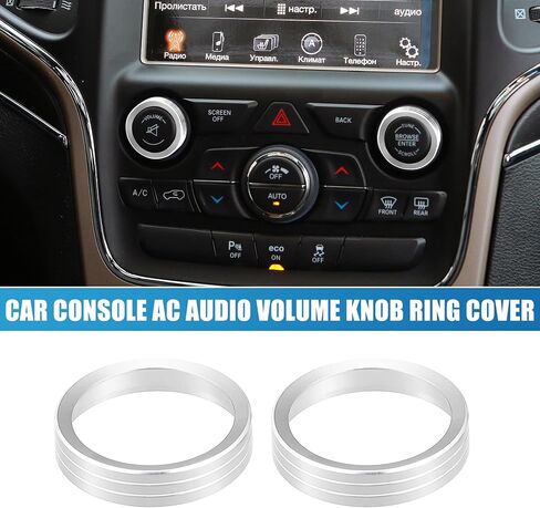 Car Console AC Audio Volume Knob Ring Cover for Jeep Cherokee Grand Cherokee 2014-2020 Black (Set of 2) in Saudi Arabia
