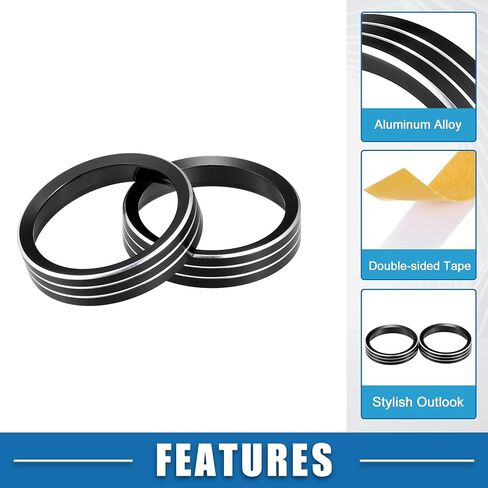 Car Console AC Audio Volume Knob Ring Cover for Jeep Cherokee Grand Cherokee 2014-2020 Black (Set of 2) in Saudi Arabia